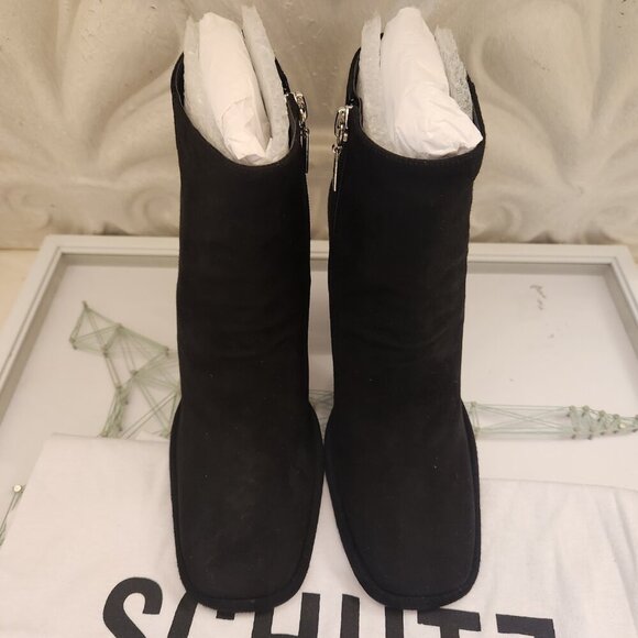 SCHUTZ "Rosalie" Suede Block Heeled Zip Booties. NIB. Size 6.5 - Picture 4 of 11